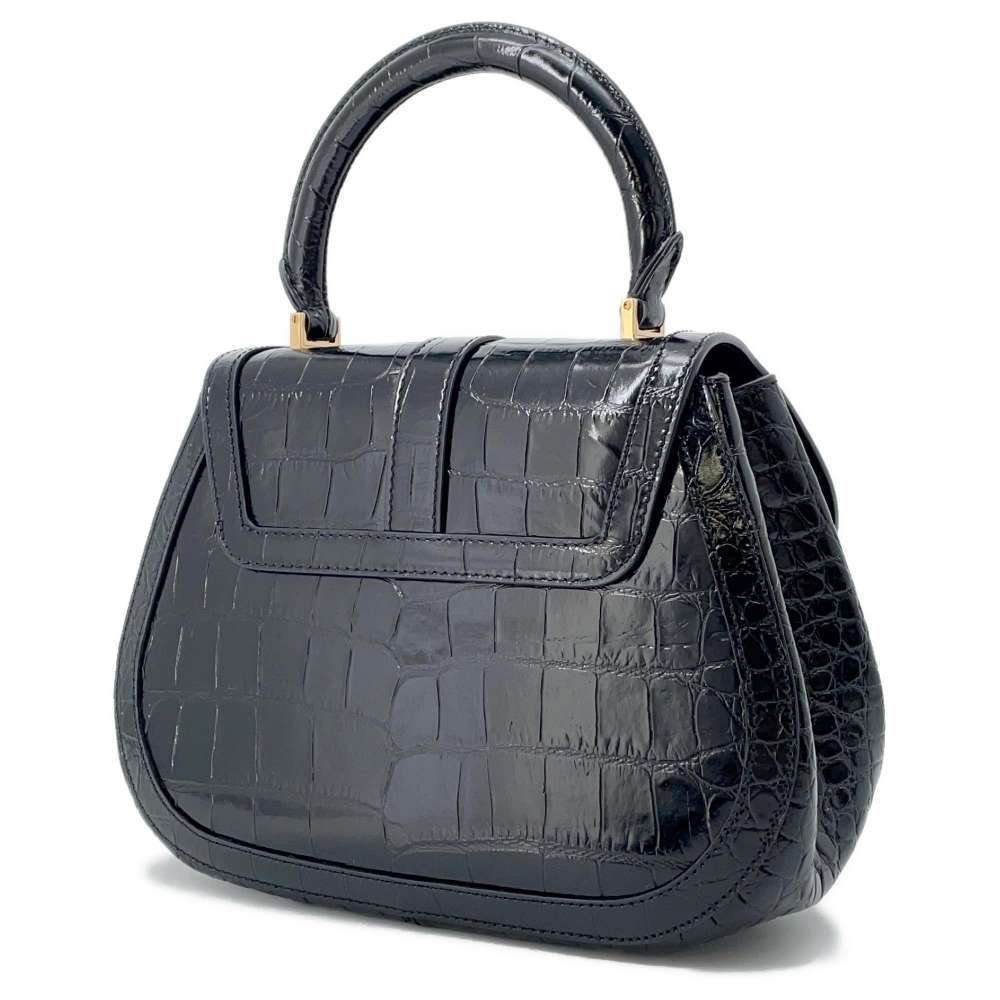 Versace 2way Greca Goddess Handbag Embossed Black